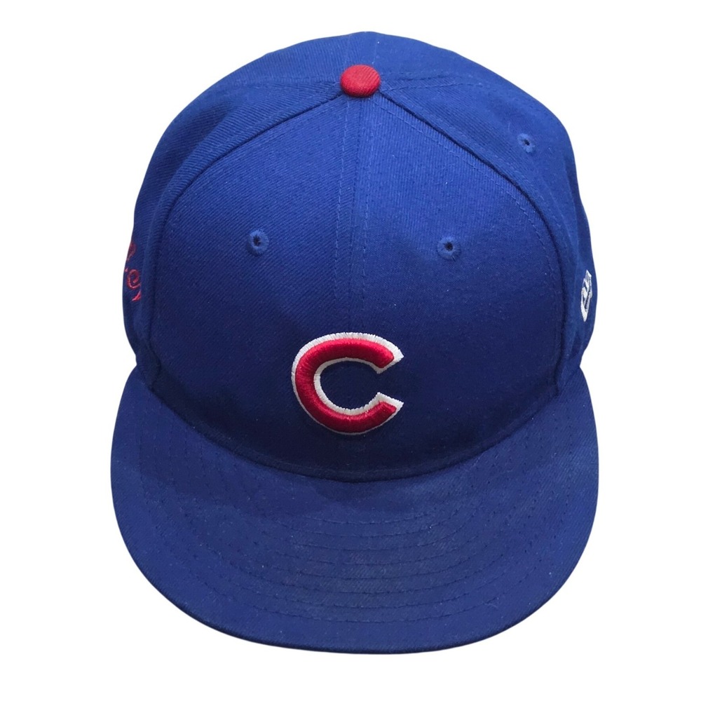 New Era Chicago Cubs 59FIFTY Fitted Hat Blue Red Official On Field‎ Cap 7 3/4